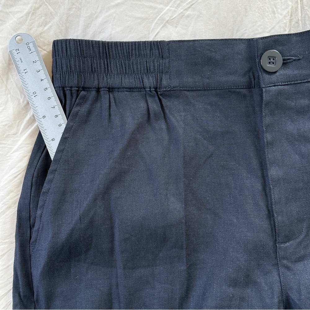 Cabi Linen Spandex Stretch Blend Finale Navy Trousers Pants Pockets #6425 - Picture 7 of 16